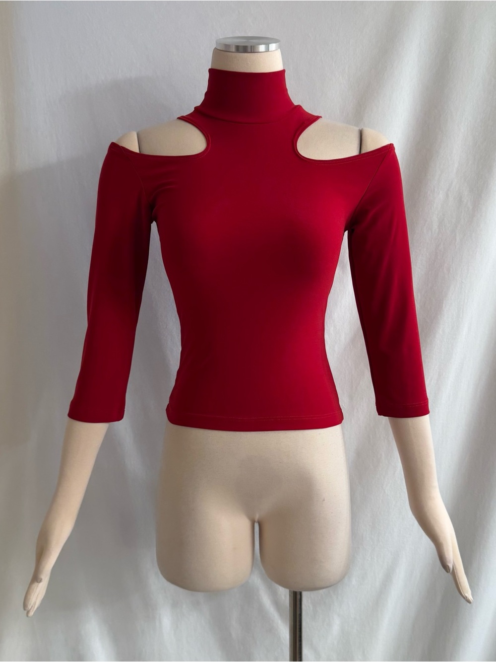 Vintage Y2K Red Cold Shoulder Cutout Top
